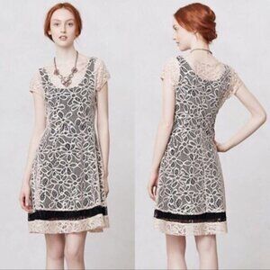 Anthropologie Weston Wear Maitland Lace Dress Short Sleeve Lined Pull Over Sz M